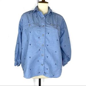ILiO Vintage 90’s Embroidered Chambray Button Down